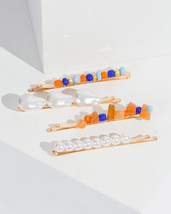 Colette by Colette Hayman Multi Colour 4 Pack Bead And Pearl Hair Slides