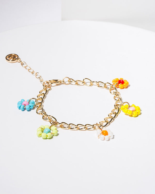 Colette by Colette Hayman Multi Colour Beaded Flower Charm Bracelet