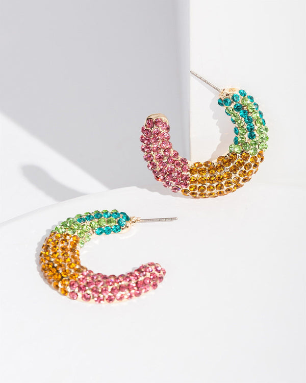 Colette by Colette Hayman Multi Colour Crystal Around Hoop Earrings