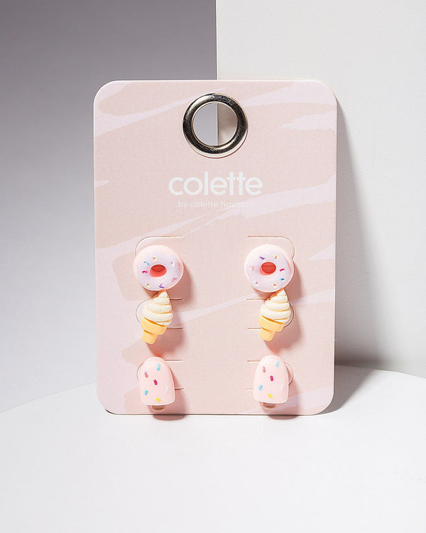 Colette by Colette Hayman Multi Colour Donut & Ice Cream Stud Earring Pack