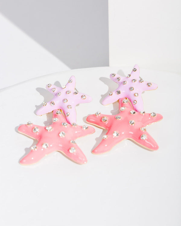 Colette by Colette Hayman Multi Colour Double Stars With Crystals Earrings