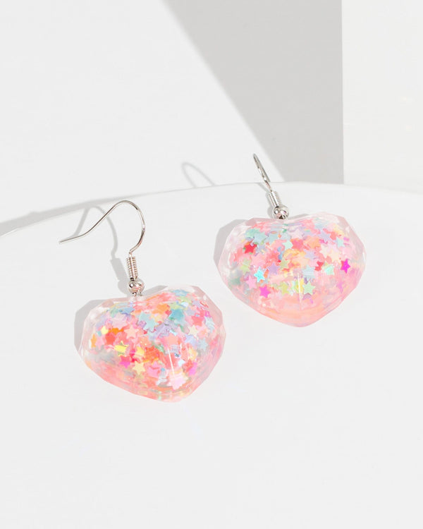 Colette by Colette Hayman Multi Colour Glitter Heart Earrings