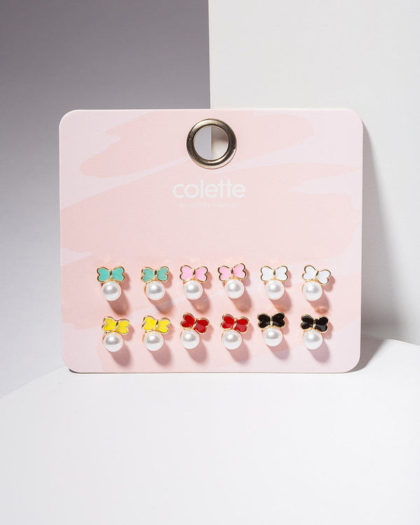 Colette by Colette Hayman Multi Colour Little Bows Stud Earring Pack