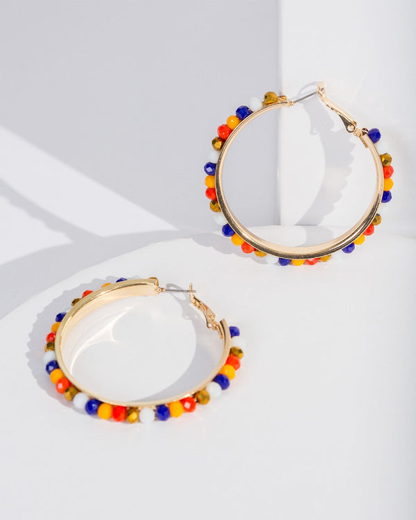 Colette by Colette Hayman Multi Colour Multi Beaded Hoop Earrings