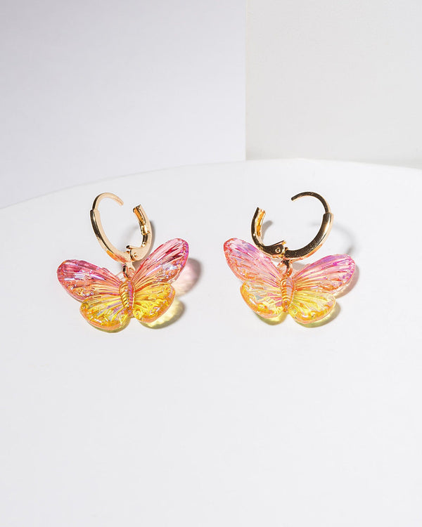 Colette by Colette Hayman Multi Colour Ombre Butterfly Hoop Earrings