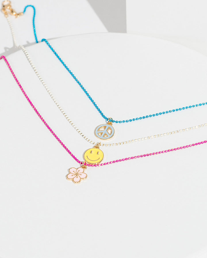 Colette by Colette Hayman Multi Colour Smiley & Flower & Peace Sign Necklace Pack