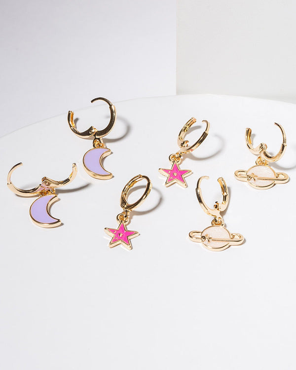 Colette by Colette Hayman Multi Colour Star & Moon Earring Pack