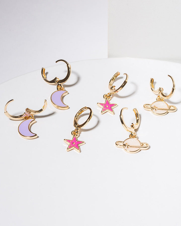 Colette by Colette Hayman Multi Colour Star & Moon Earring Pack