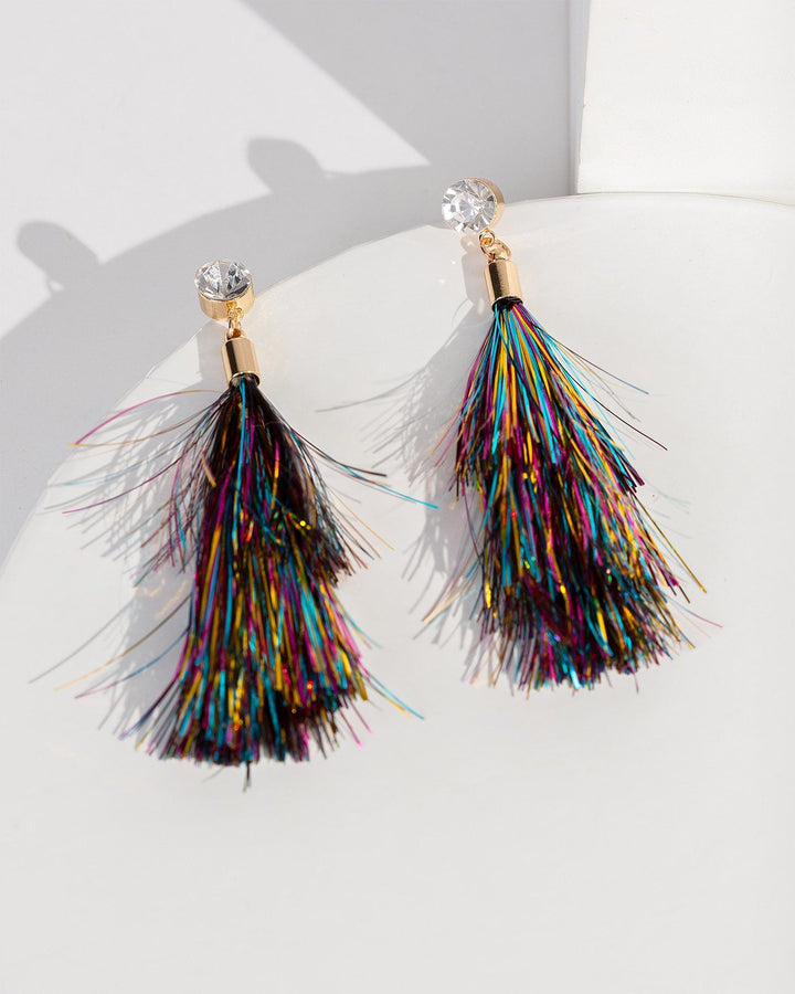 Colette by Colette Hayman Multi Colour Triple Layer Tinsel Drop Earrings
