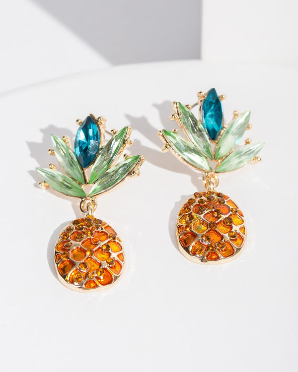 Colette by Colette Hayman Multi Colour Tropical Pineapple Earrings