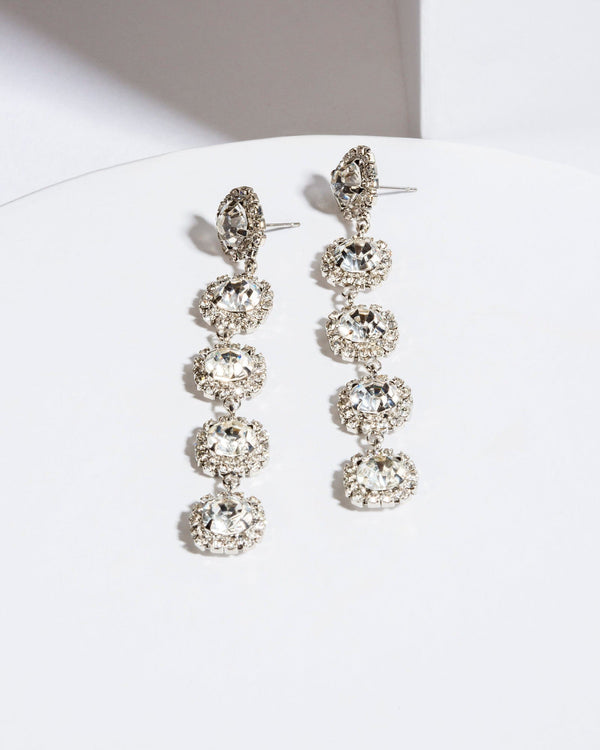 Colette by Colette Hayman Multi Crystal Rhodium Drop Earrings