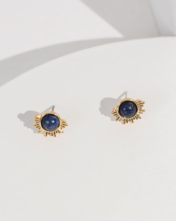 Colette by Colette Hayman Navy Blue Fan Semi Precious Stud Earrings