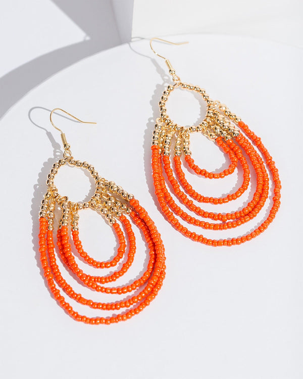 Colette by Colette Hayman Orange Beaded Loops Statement Hook Earrings