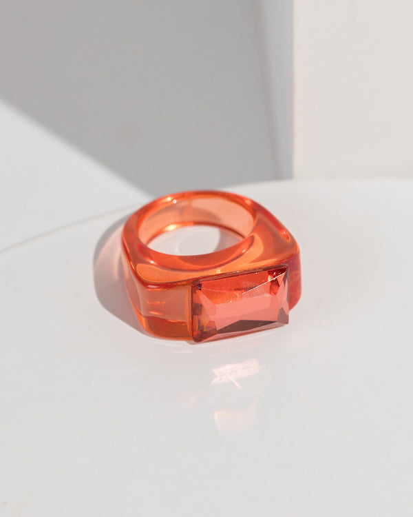 Colette by Colette Hayman Orange Crystal Acrylic Ring