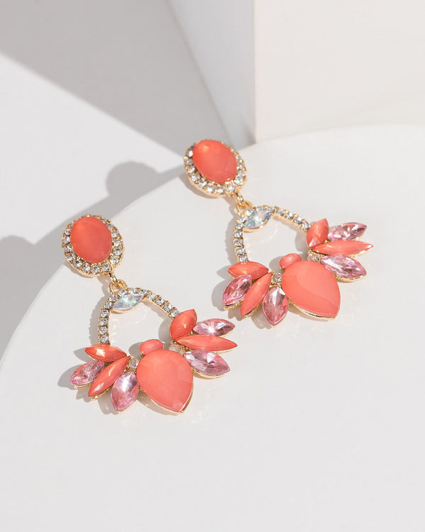 Colette by Colette Hayman Orange Crystal Cluster Drop Earrings