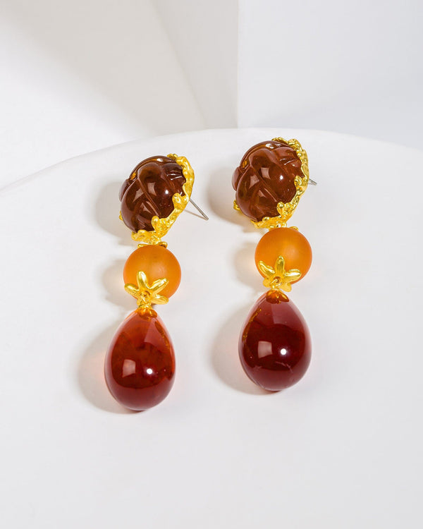 Colette by Colette Hayman Orange Resin Drops Earrings