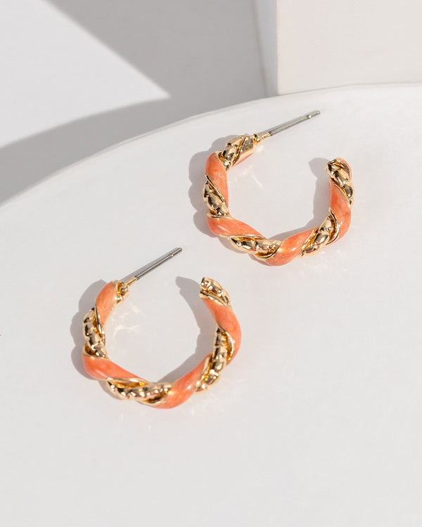 Colette by Colette Hayman Orange Small Twisty Hoop Earrings