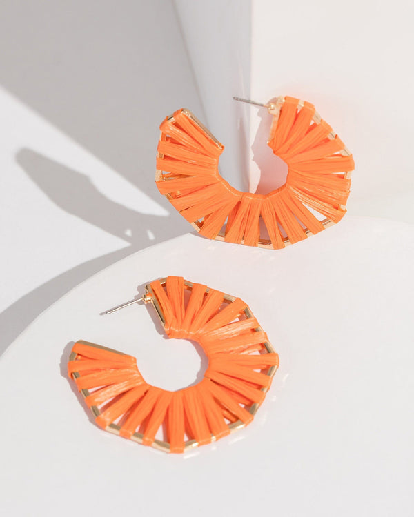 Colette by Colette Hayman Orange Wrapped Octagon Hoop Earrings