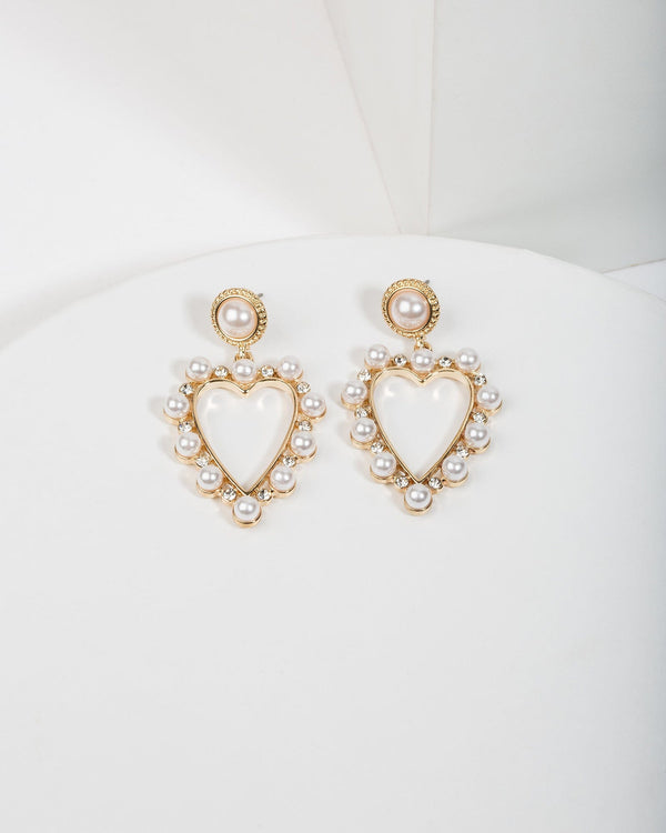 Colette by Colette Hayman Pearl And Crystal Love Heart Drop Earrings