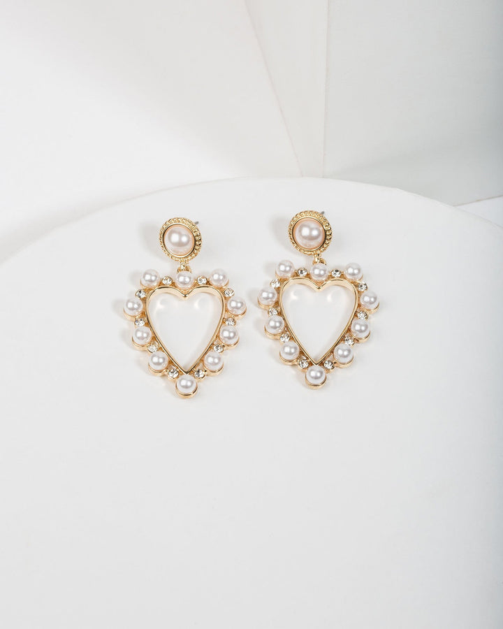 Colette by Colette Hayman Pearl And Crystal Love Heart Drop Earrings