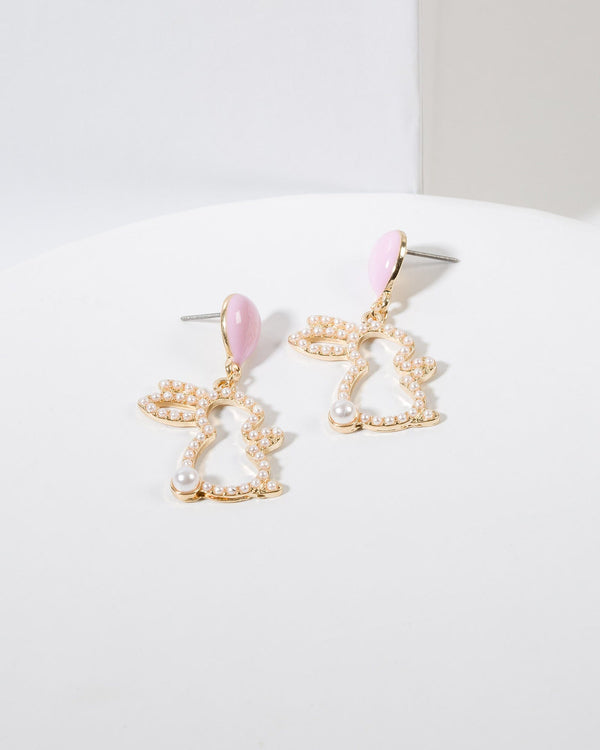 Colette by Colette Hayman Pearl Bunny Silhouette Drop Earrings
