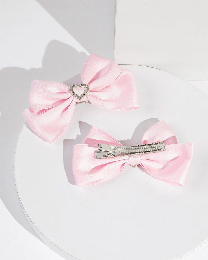 Colette by Colette Hayman Pink 2Pack Crystal Heart Bow Hair Slides