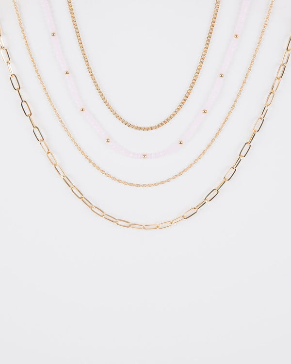 Colette by Colette Hayman Pink Beaded Chain Layer Necklace