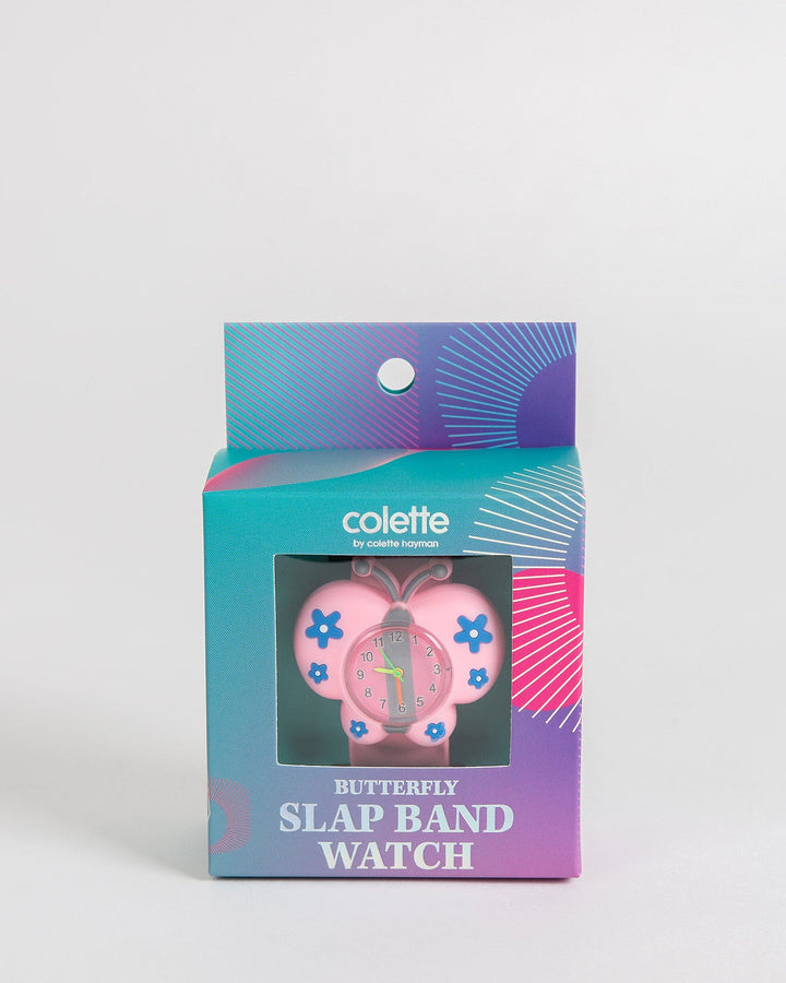 Colette by Colette Hayman Pink Butterfly Slap Band Watch
