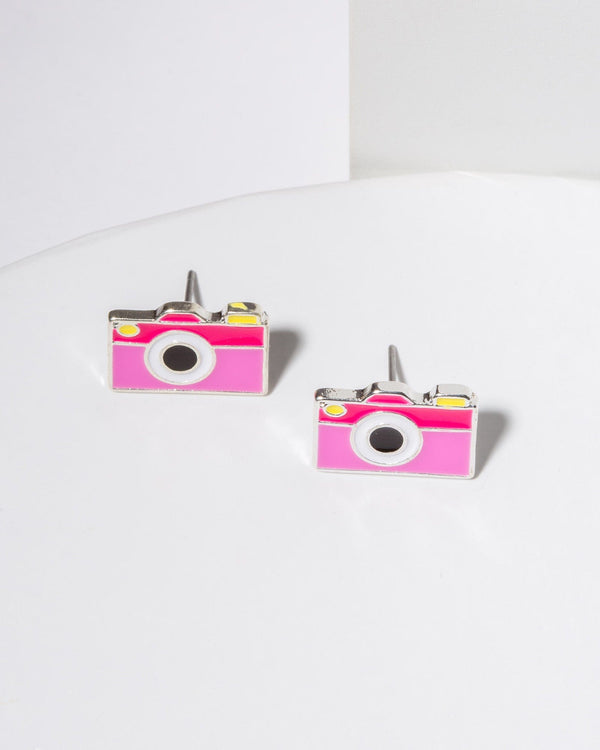 Colette by Colette Hayman Pink Camera Stud Earrings