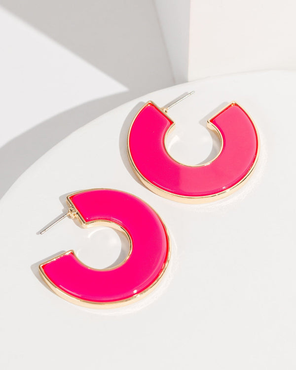 Colette by Colette Hayman Pink Chunky Hoop Earrings