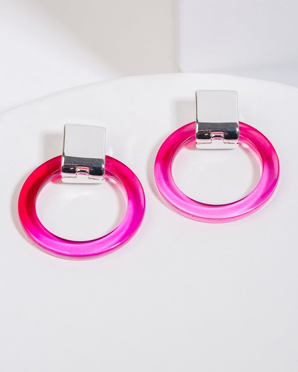 Colette by Colette Hayman Pink Circle Acrylic Earrings