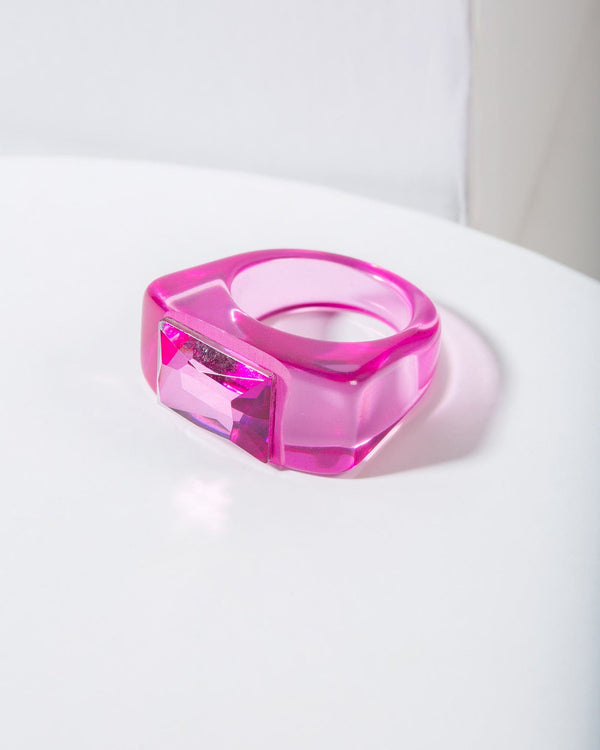 Colette by Colette Hayman Pink Crystal Acrylic Ring