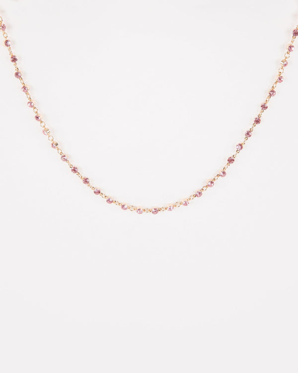 Colette by Colette Hayman Pink Crystal Fine Chain Necklace
