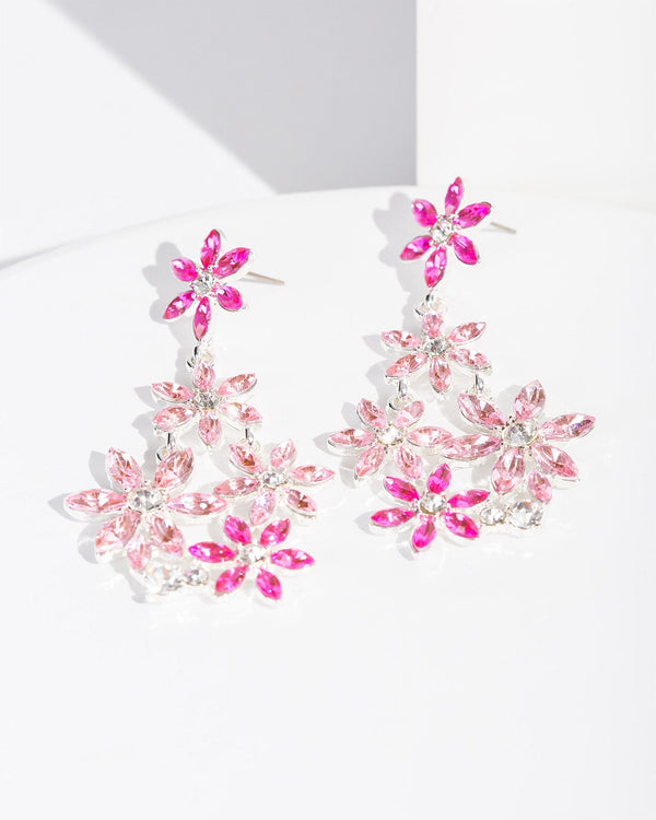 Colette by Colette Hayman Pink Crystal Flowers Earrings