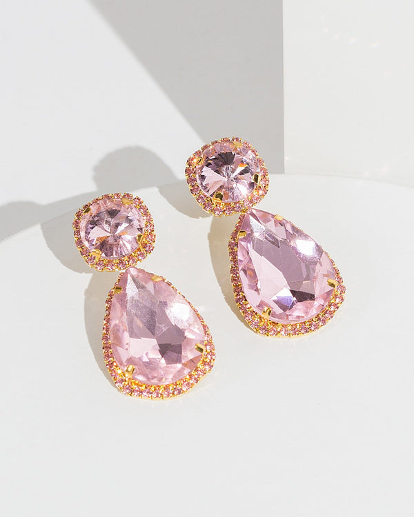 Colette by Colette Hayman Pink Crystal Framed Earrings