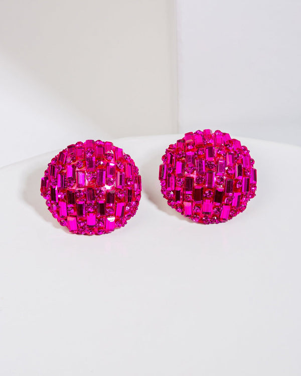 Colette by Colette Hayman Pink Crystal Half Ball Stud Earrings