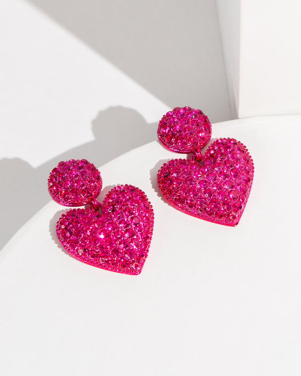 Colette by Colette Hayman Pink Crystal Heart Earrings