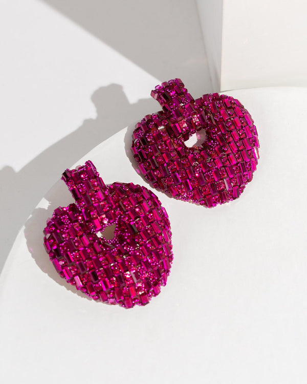Colette by Colette Hayman Pink Crystal Heart Earrings
