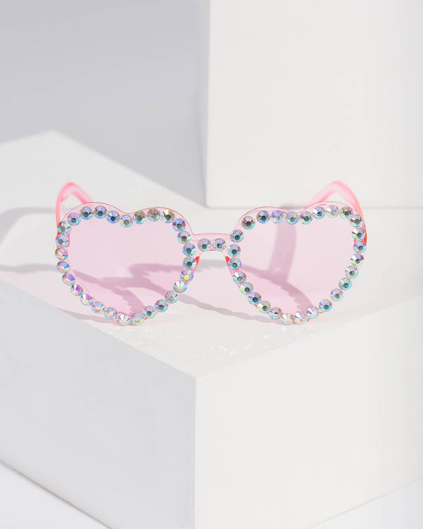 Colette by Colette Hayman Pink Crystal Heart Sunglasses
