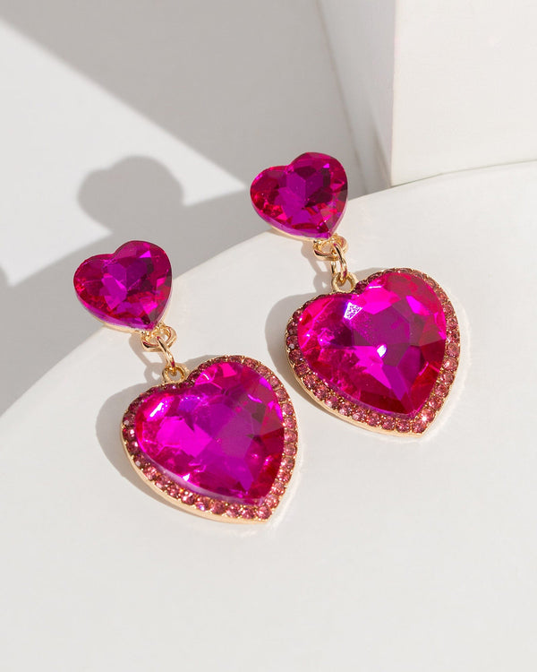 Colette by Colette Hayman Pink Crystal Hearts Earrings