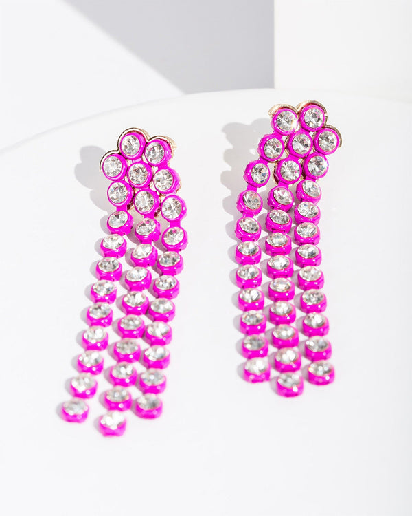 Colette by Colette Hayman Pink Crystals Chain Earrings