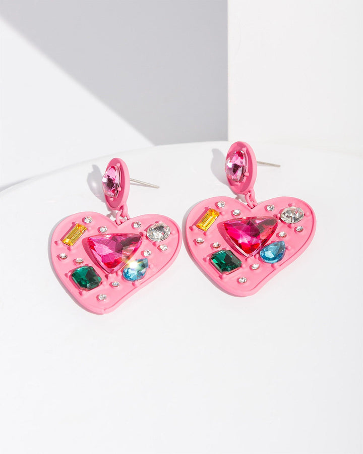 Colette by Colette Hayman Pink Crystals Heart Earrings