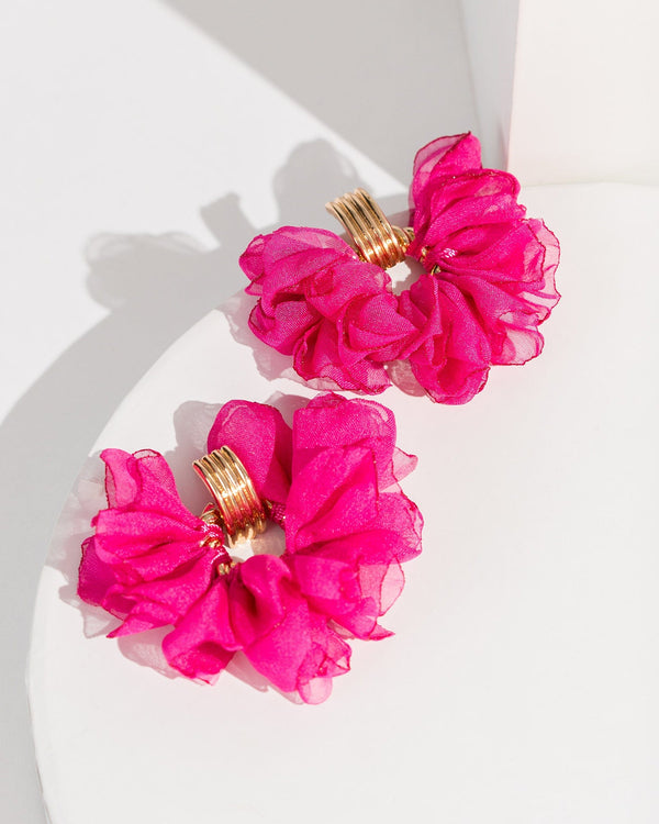 Colette by Colette Hayman Pink Fabric Wrap Around Earrings