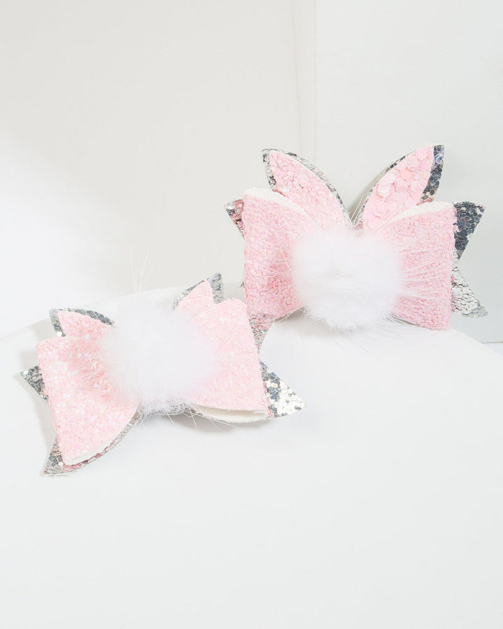 Colette by Colette Hayman Pink Fluffy Glitter Bunny Hair Slides