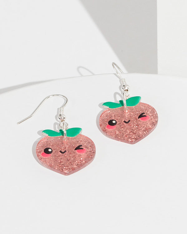 Colette by Colette Hayman Pink Glitter Peaches Earrings