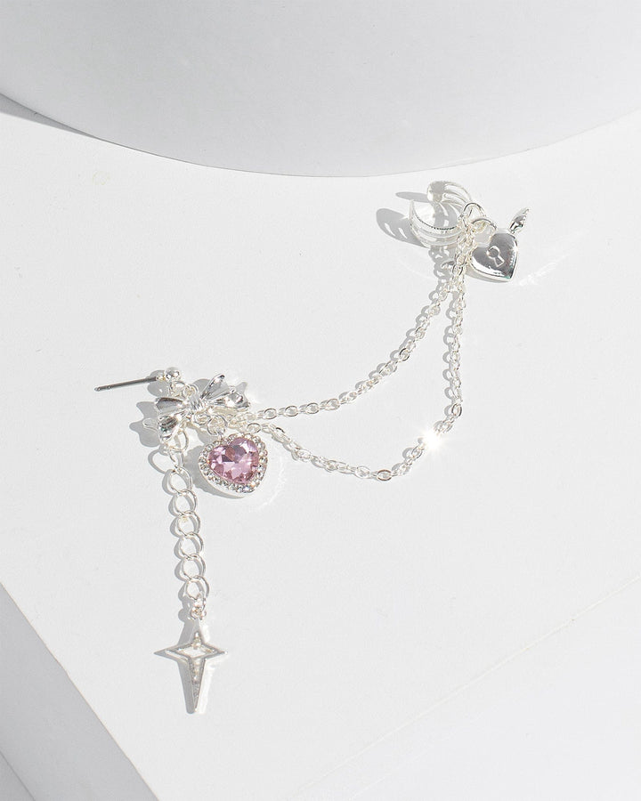 Colette by Colette Hayman Pink Heart And Bow Ear Cuff
