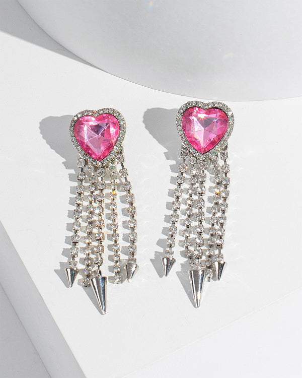 Colette by Colette Hayman Pink Heart Spike Cup Chain Earrings