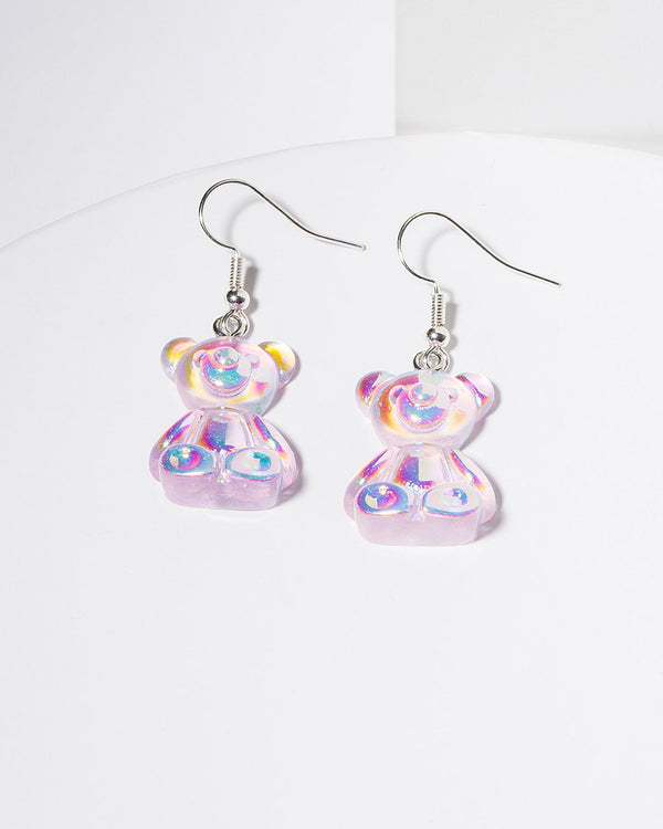 Colette by Colette Hayman Pink Iridescent Bear Drop Earrings