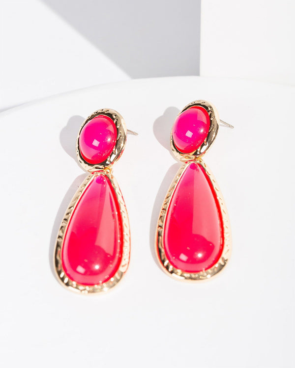 Colette by Colette Hayman Pink Irregular Teardrop Earrings