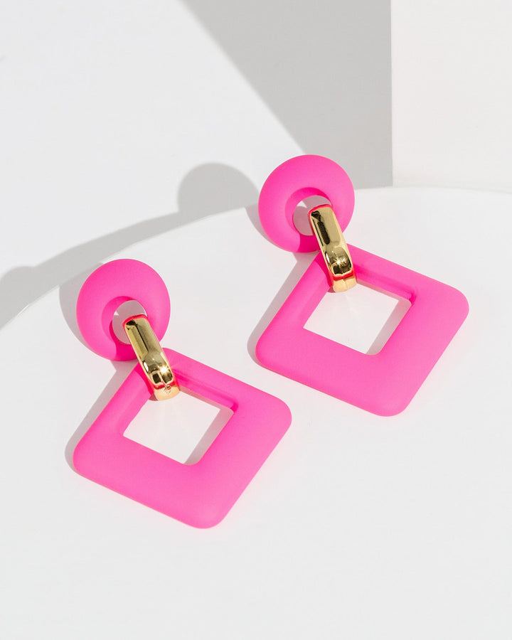 Colette by Colette Hayman Pink Matte Diamond Earrings